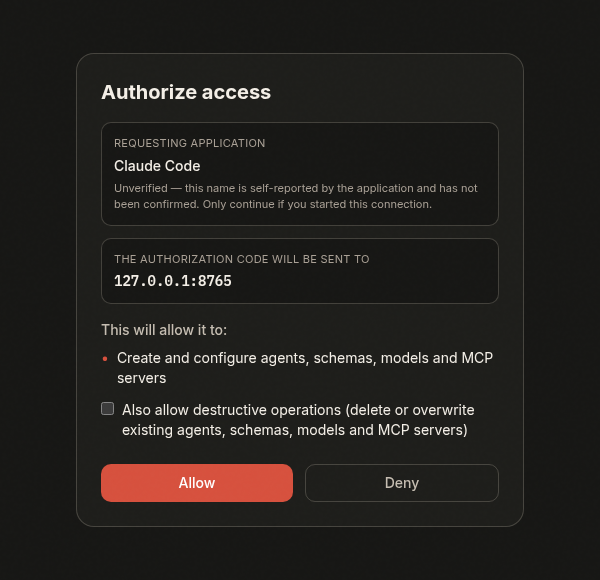 SyntheticBrew OAuth consent screen authorizing Claude Code with provision and manage scopes